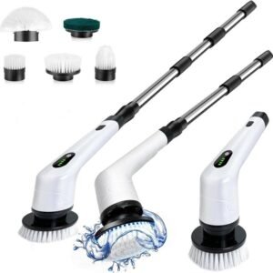 MAWIRON Elektrische,ReinigungsbÃrste,Elektrisch Spin Schrubber mit Verlängerungsgriff,Wasserdicht lPX5 mit 5 BÃrstenkopfe,2 Modi,Power Cleaning Brush fÃrHaushalt,Boden,Autoreifen