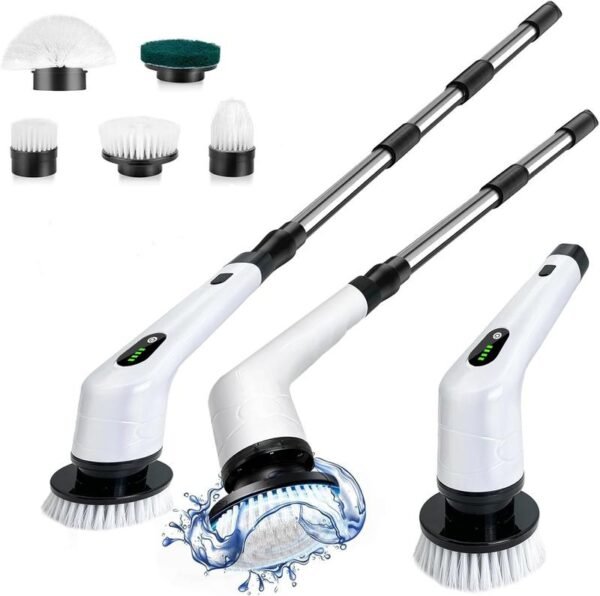 MAWIRON Elektrische,ReinigungsbÃrste,Elektrisch Spin Schrubber mit Verlängerungsgriff,Wasserdicht lPX5 mit 5 BÃrstenkopfe,2 Modi,Power Cleaning Brush fÃrHaushalt,Boden,Autoreifen