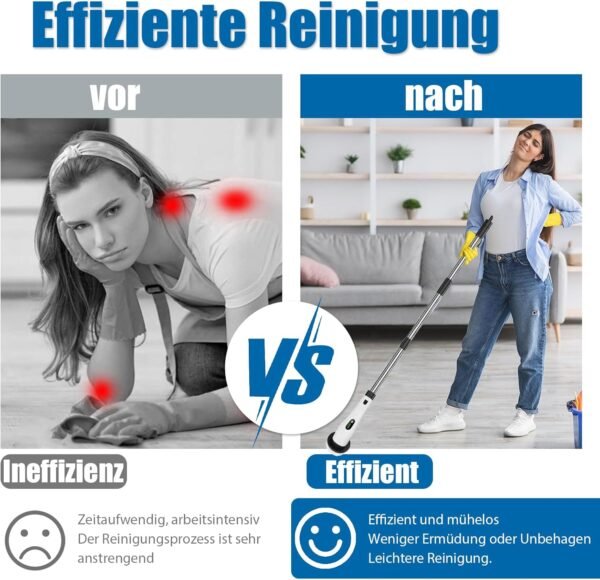 MAWIRON Elektrische,ReinigungsbÃrste,Elektrisch Spin Schrubber mit Verlängerungsgriff,Wasserdicht lPX5 mit 5 BÃrstenkopfe,2 Modi,Power Cleaning Brush fÃrHaushalt,Boden,Autoreifen - Image 5