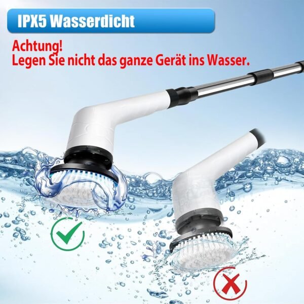 MAWIRON Elektrische,ReinigungsbÃrste,Elektrisch Spin Schrubber mit Verlängerungsgriff,Wasserdicht lPX5 mit 5 BÃrstenkopfe,2 Modi,Power Cleaning Brush fÃrHaushalt,Boden,Autoreifen - Image 6