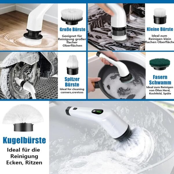 MAWIRON Elektrische,ReinigungsbÃrste,Elektrisch Spin Schrubber mit Verlängerungsgriff,Wasserdicht lPX5 mit 5 BÃrstenkopfe,2 Modi,Power Cleaning Brush fÃrHaushalt,Boden,Autoreifen - Image 7